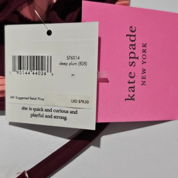 Kate Spade New York Apple-Print String Bikini Bottoms Deep Fig Size Medium - Picture 7 of 9